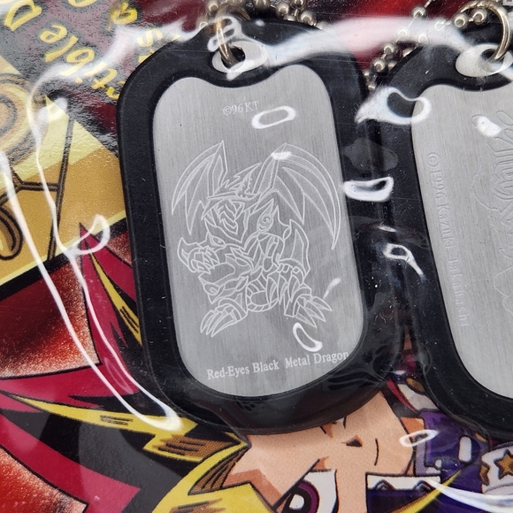 Vintage Yu-Gi-Oh Red-Eyes Black Metal Dragon Dog Tag 1996 yugioh - Picture 2 of 4